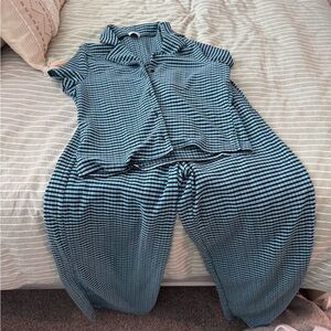 ASOS design blue and black gingham set size medium.